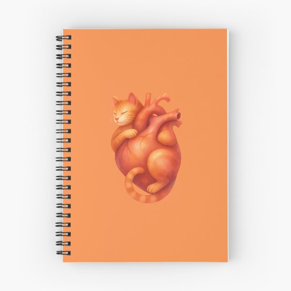 Item preview, Sleeping Orange Cat Anatomical Heart Watercolor Illustration designed and sold by mijaczeek.