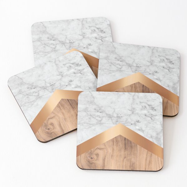 Item preview, Stone Arrow Pattern - White Marble, Rose Gold & Wood #924 designed and sold by Natural Collective.