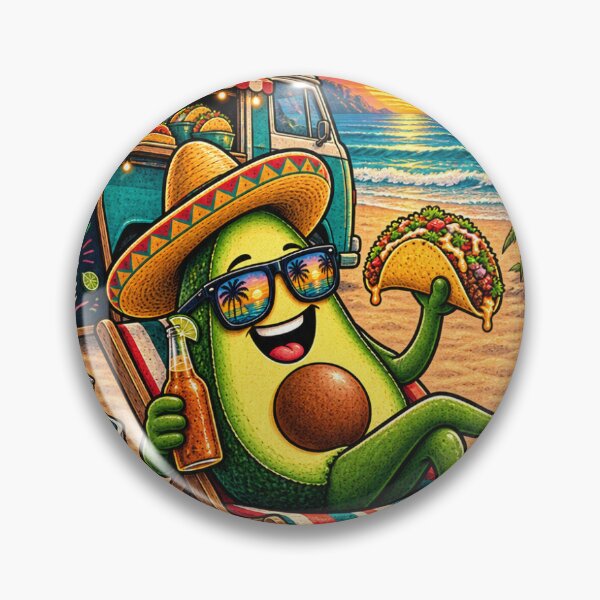 Item preview, Vintage Avocado Taco Beach Retro Food Illustration designed and sold by lovepower.