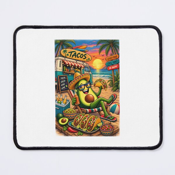 Item preview, Vintage Avocado Taco Beach Retro Food Illustration designed and sold by lovepower.