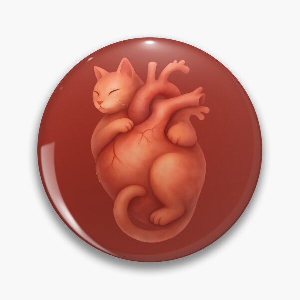 Item preview, Sleeping Ginger Cat Anatomical Heart Monochromatic Watercolor designed and sold by mijaczeek.