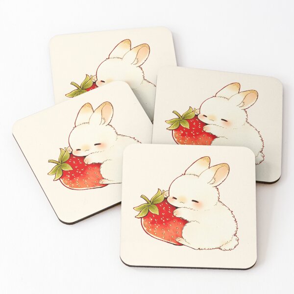 Item preview, Cute Bunny Hugging Strawberry Illustration designed and sold by jianina-alondra.