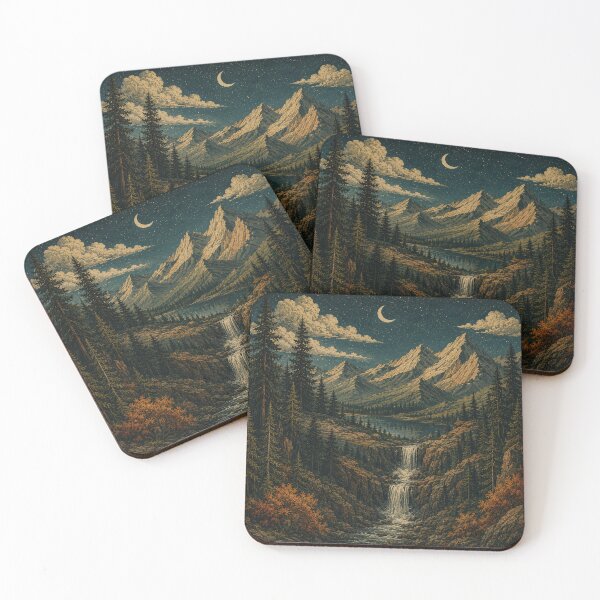 Item preview, Vintage Mountain Waterfall Wilderness Landscape designed and sold by NoMatterBaby.