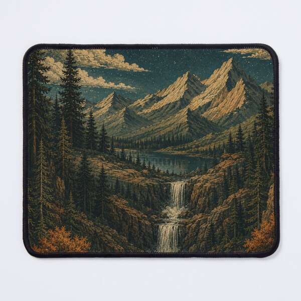 Item preview, Vintage Mountain Waterfall Wilderness Landscape designed and sold by NoMatterBaby.