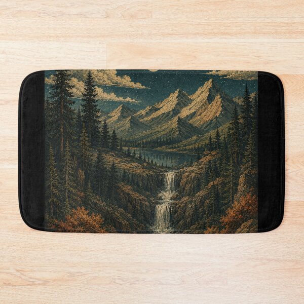 Item preview, Vintage Mountain Waterfall Wilderness Landscape designed and sold by NoMatterBaby.