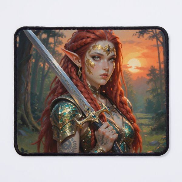 Item preview, Red-Haired Elven Warrior at Sunset designed and sold by Killington.