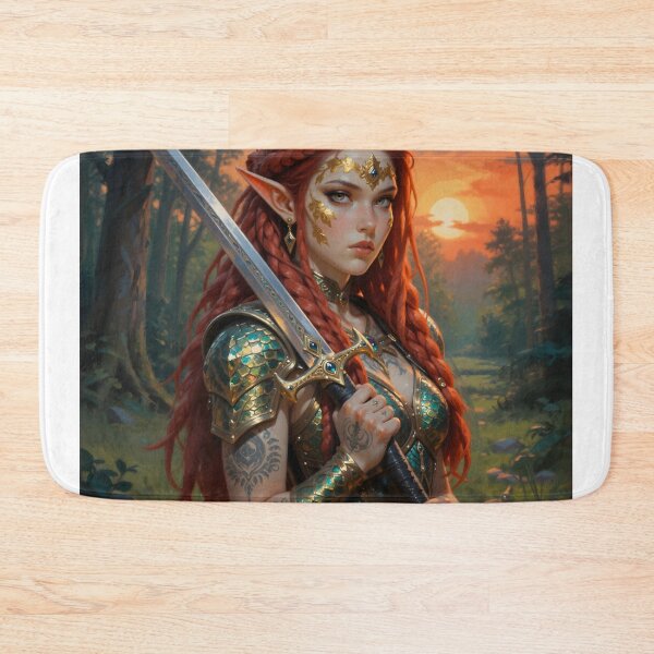Item preview, Red-Haired Elven Warrior at Sunset designed and sold by Killington.