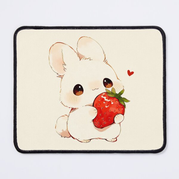 Item preview, Cute Bunny Holding Strawberry Love Illustration designed and sold by jianina-alondra.