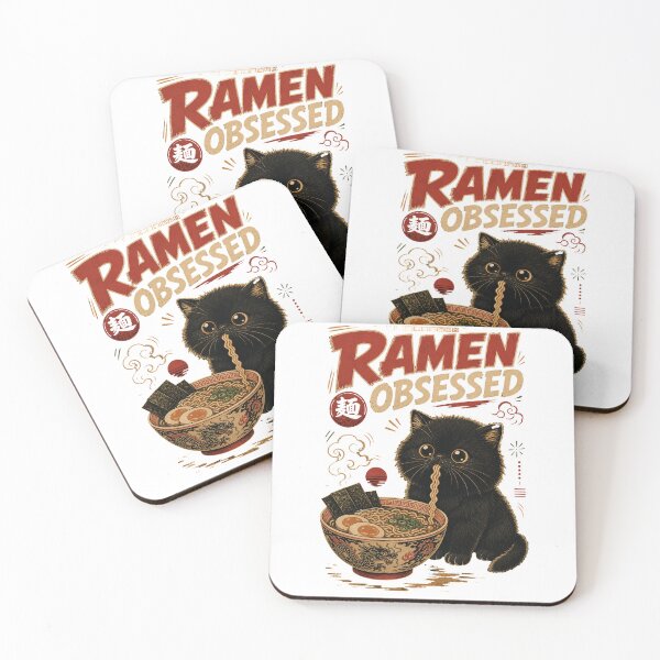 Item preview, Ramen Obsessed Cute Black Cat Japanese Kawaii designed and sold by SoulTreasures.