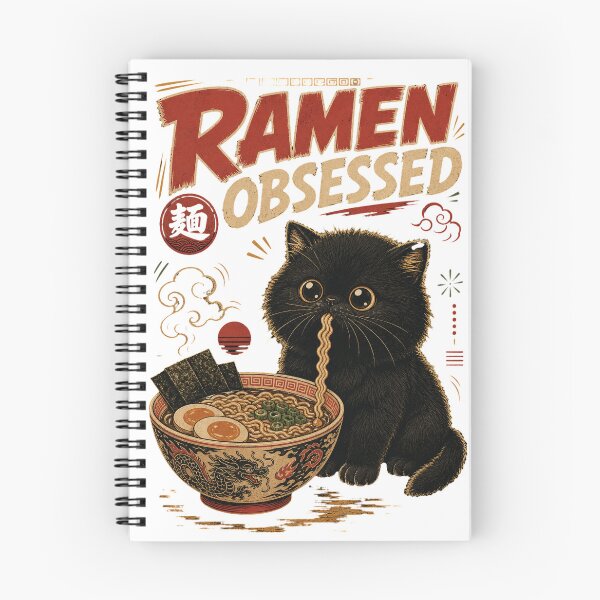 Item preview, Ramen Obsessed Cute Black Cat Japanese Kawaii designed and sold by SoulTreasures.