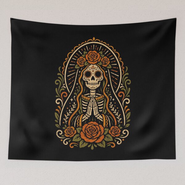 Item preview, Praying Skeleton with Floral Accents Halloween designed and sold by rafaeltto.