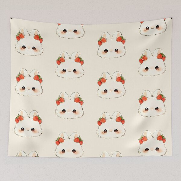 Item preview, Cute Bunny Strawberry Bows Kawaii Art designed and sold by jianina-alondra.
