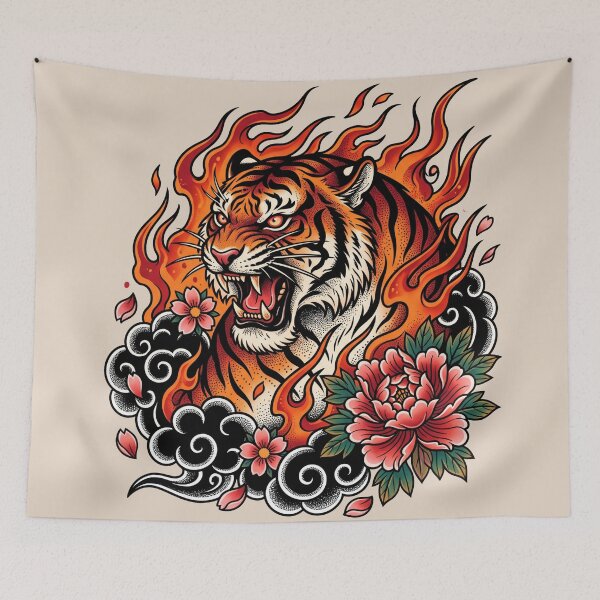 Item preview, Flames Tiger Tattoo designed and sold by Tnerv.