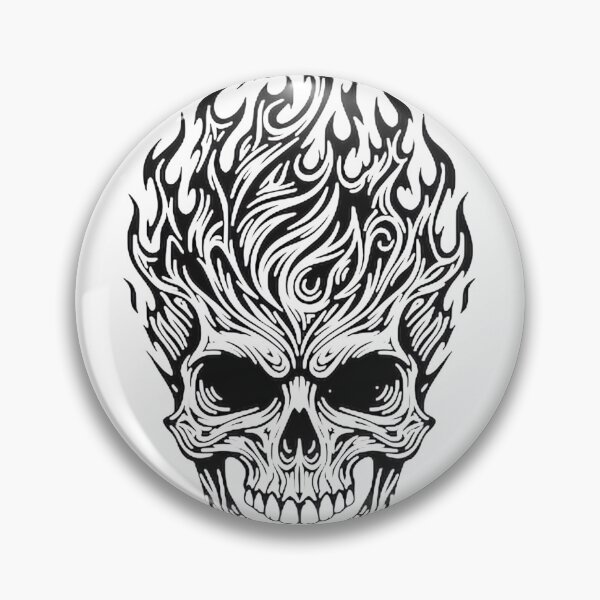Item preview, Flaming Skull Tattoo Art Design Black LIMITED EDITION designed and sold by S1LVERst.
