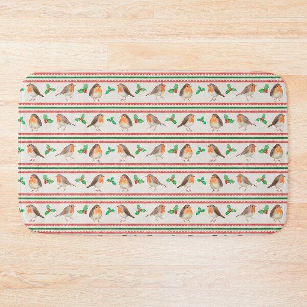 Item preview, Watercolor Christmas Robins and Holly Pattern on Cream designed and sold by QuestingPixel.