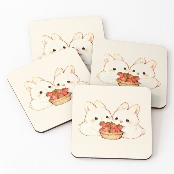 Item preview, Cute Bunny Couple With Strawberry Basket designed and sold by jianina-alondra.