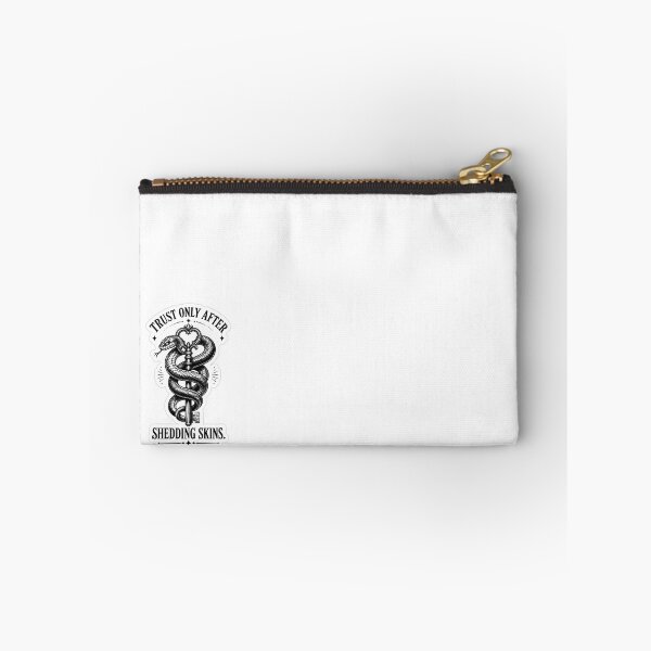 Item preview, Trust Only After Shedding Skins - Minimalist Snake & Key Quote Sticker designed and sold by Saniyamirza07.