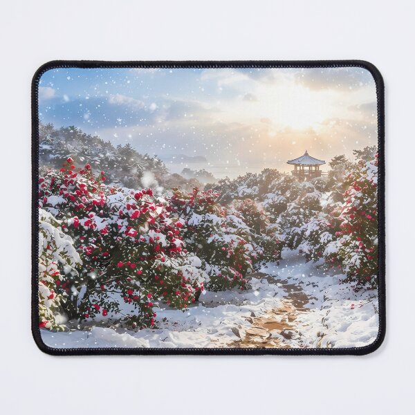 Item preview, Winter’s Noble Bloom: Red Camellias Dancing in the Snow designed and sold by SOOstudio73.