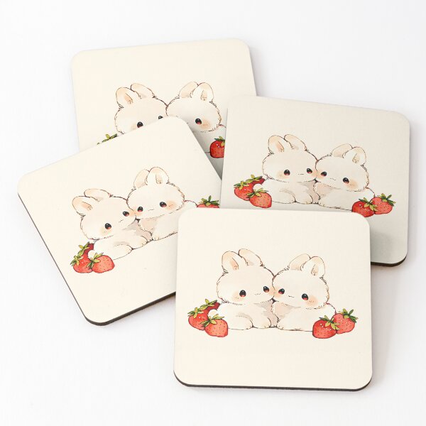 Item preview, Cute Bunny Pair With Strawberries designed and sold by jianina-alondra.