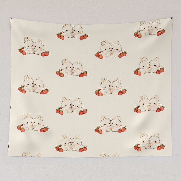 Item preview, Cute Bunny Pair With Strawberries designed and sold by jianina-alondra.