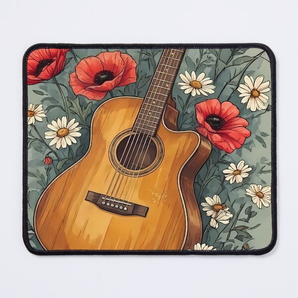 Item preview, Acoustic Guitar Among Poppies and Daisies designed and sold by Art-Arcade6.