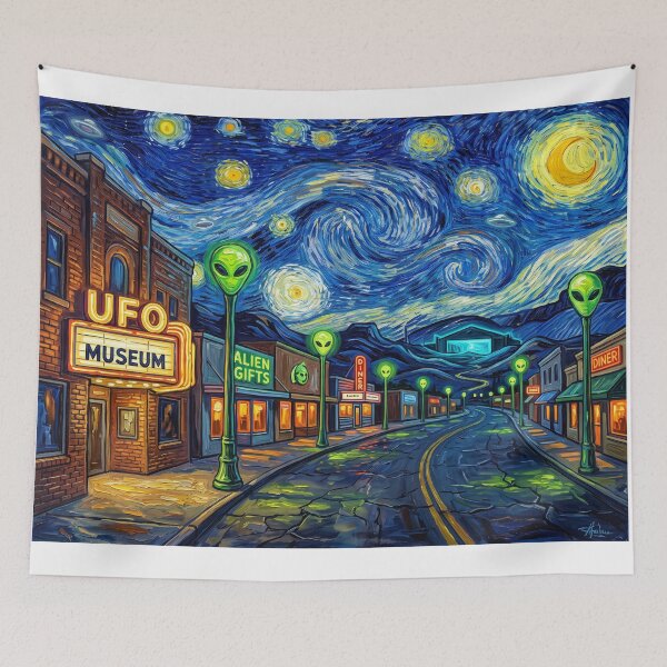 Item preview, Roswell New Mexico Starry Night Landscape designed and sold by Bad-Decisions-Designs.