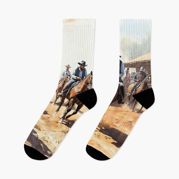 Item preview, Ranch Hands Ride Out, Color Sketch Art Print designed and sold by Old Barn Studios.