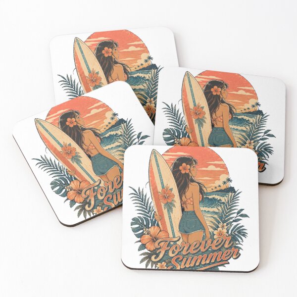 Item preview, Forever Summer – Retro Surfer Girl Tropical Beach Art – Vintage Hawaii T-Shirt designed and sold by @SHINTOSARTSTORE.