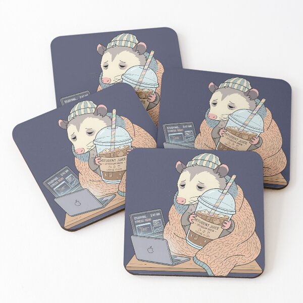 Item preview, Tired Study Opossum Iced Coffee Funny Student Meme designed and sold by DripCultureLab.