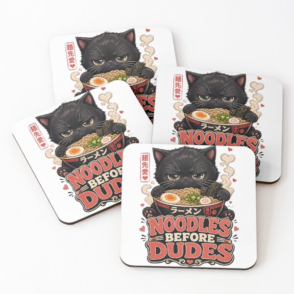 Item preview, Noodles Before Dudes Cute Black Cat Ramen Japanese Kawaii designed and sold by SoulTreasures.