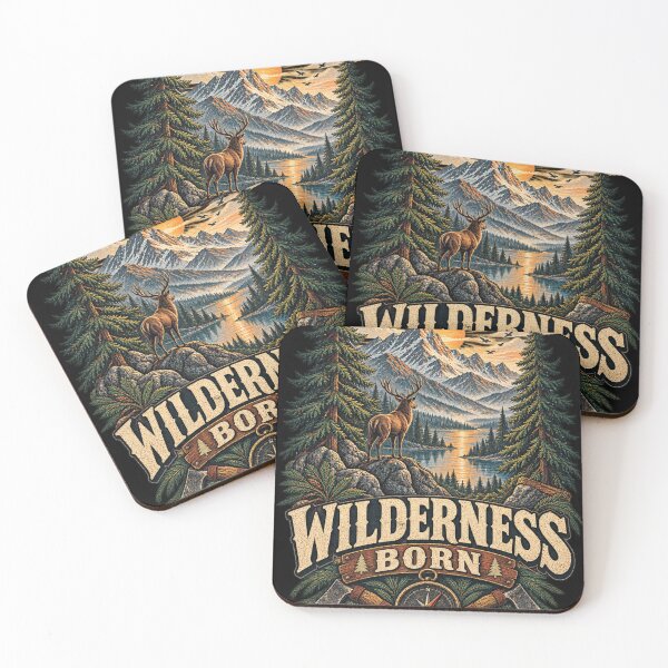 Item preview, Wilderness Born – Vintage Deer Eagle Mountain Nature T-Shirt – Outdoor Adventure Art designed and sold by @SHINTOSARTSTORE.