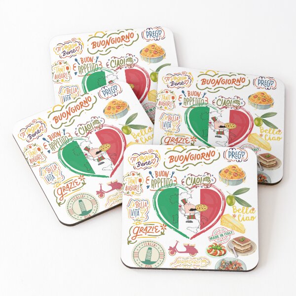 Item preview, Italian Vibes Doodles - Food, Culture & Phrases Collage designed and sold by V8Green.