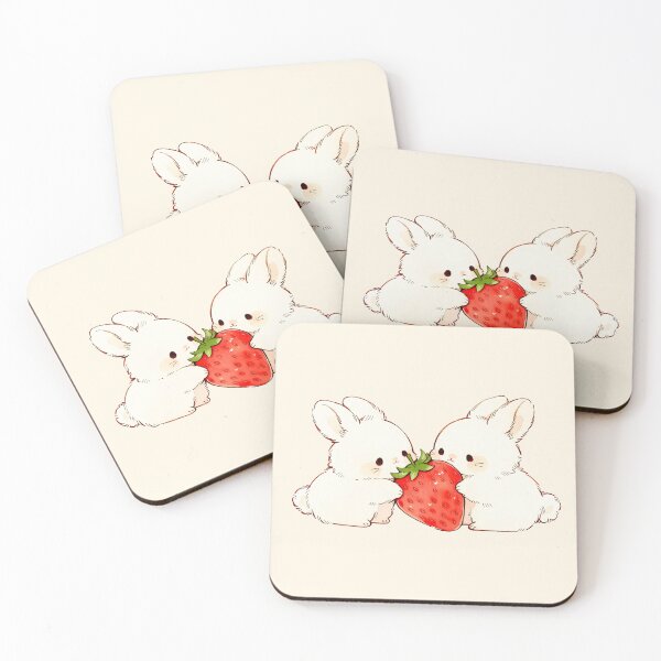 Item preview, Two Cute Bunnies Sharing a Strawberry designed and sold by jianina-alondra.