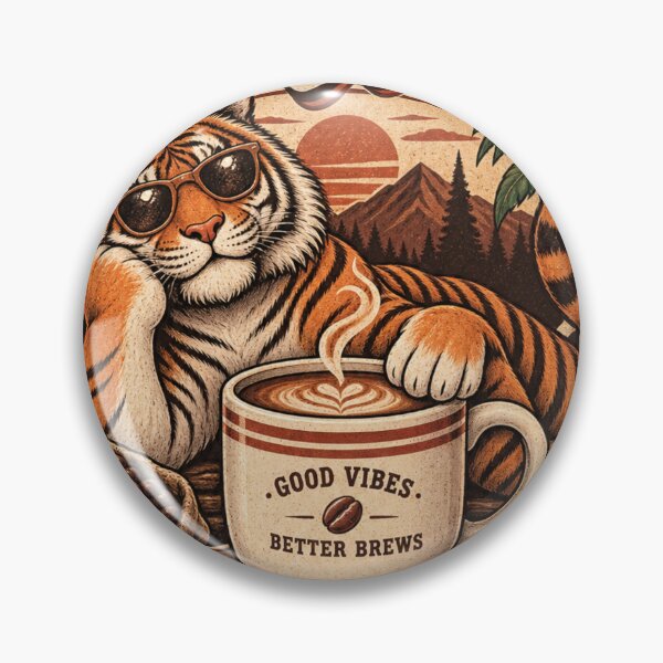 Item preview, Coffee Club Chill Tiger Good Vibes Better Brews designed and sold by @SHINTOSARTSTORE.