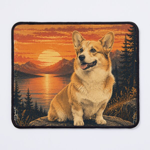 Item preview, Corgi Mountain Lake Sunset Explorer designed and sold by Bartas2026.