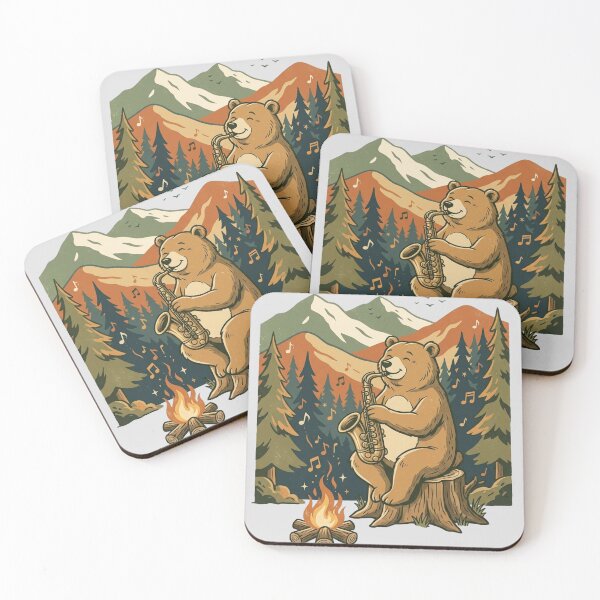 Item preview, Bear Playing Saxophone by Campfire - Music Lover Design designed and sold by @SHINTOSARTSTORE.