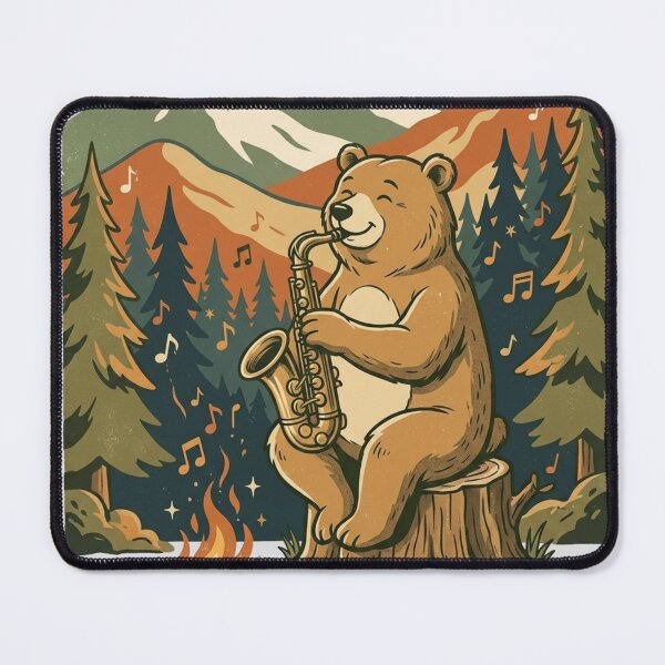 Item preview, Bear Playing Saxophone by Campfire - Music Lover Design designed and sold by @SHINTOSARTSTORE.