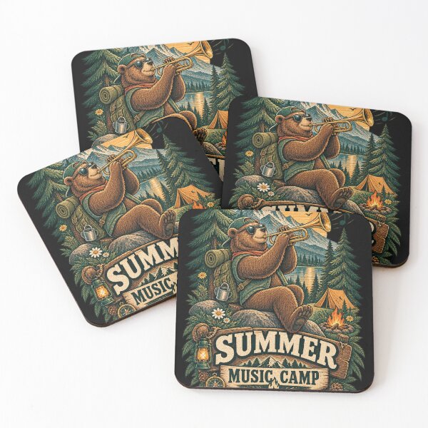 Item preview, Summer Music Camp Bear Playing Trumpet - Camping Retro Design designed and sold by @SHINTOSARTSTORE.