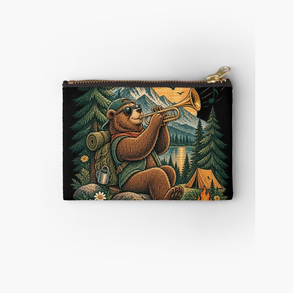 Item preview, Summer Music Camp Bear Playing Trumpet - Camping Retro Design designed and sold by @SHINTOSARTSTORE.