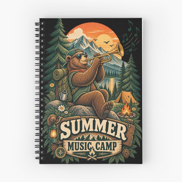 Item preview, Summer Music Camp Bear Playing Trumpet - Camping Retro Design designed and sold by @SHINTOSARTSTORE.