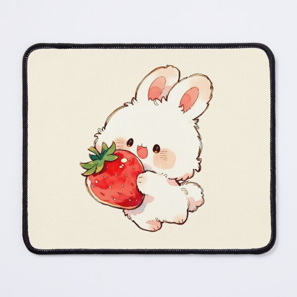 Item preview, Happy Kawaii Bunny Hugging Giant Strawberry designed and sold by jianina-alondra.