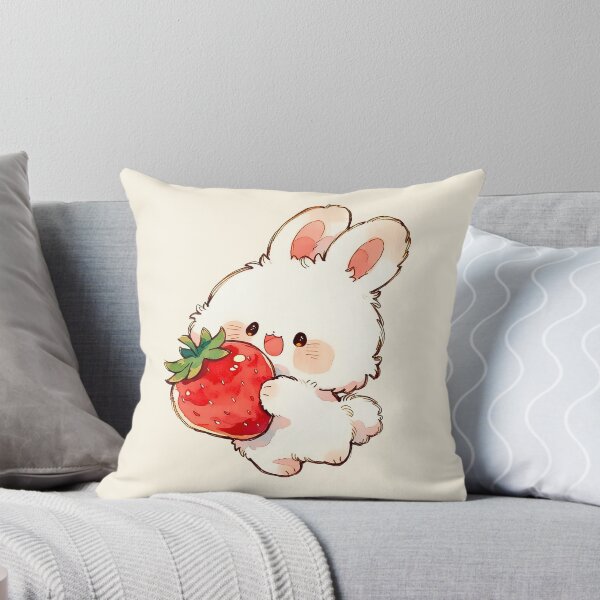 Item preview, Happy Kawaii Bunny Hugging Giant Strawberry designed and sold by jianina-alondra.