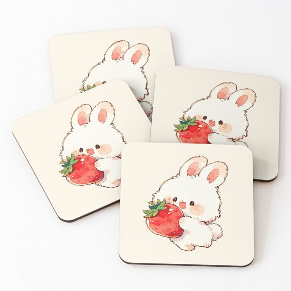 Item preview, Happy Kawaii Bunny Hugging Giant Strawberry designed and sold by jianina-alondra.