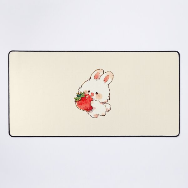 Item preview, Happy Kawaii Bunny Hugging Giant Strawberry designed and sold by jianina-alondra.