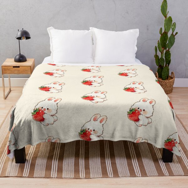 Item preview, Happy Kawaii Bunny Hugging Giant Strawberry designed and sold by jianina-alondra.