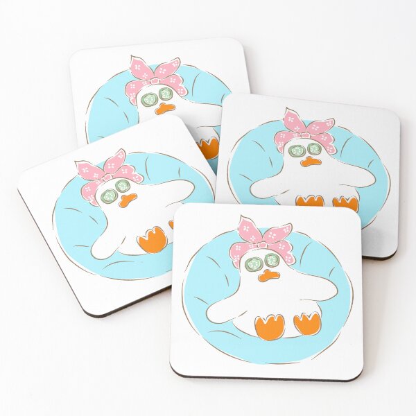 Item preview, Cute white duck relaxing on blue swim ring designed and sold by Pe.peach.
