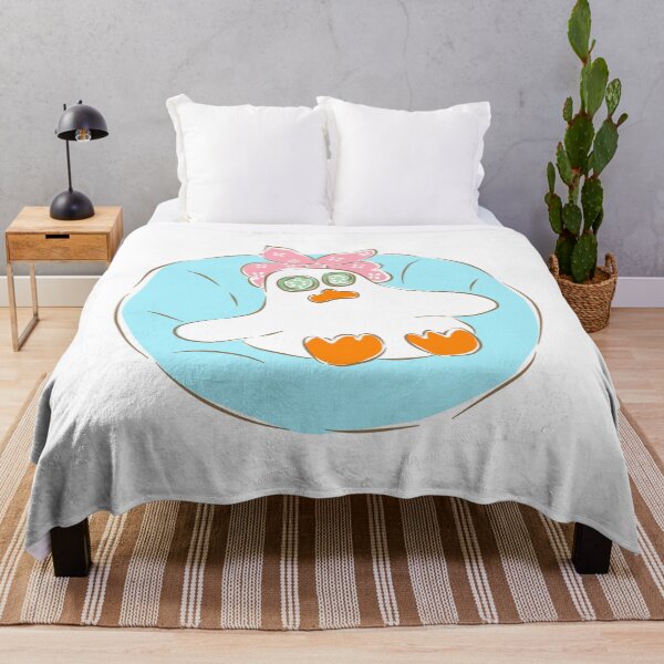 Item preview, Cute white duck relaxing on blue swim ring designed and sold by Pe.peach.