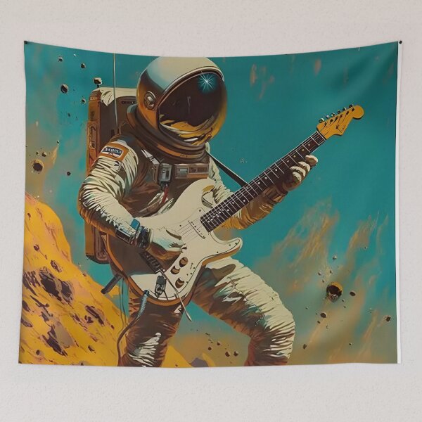 Item preview, Astronaut Rocking on a Distant Planet Cosmic Guitarist designed and sold by AbernathyZella.