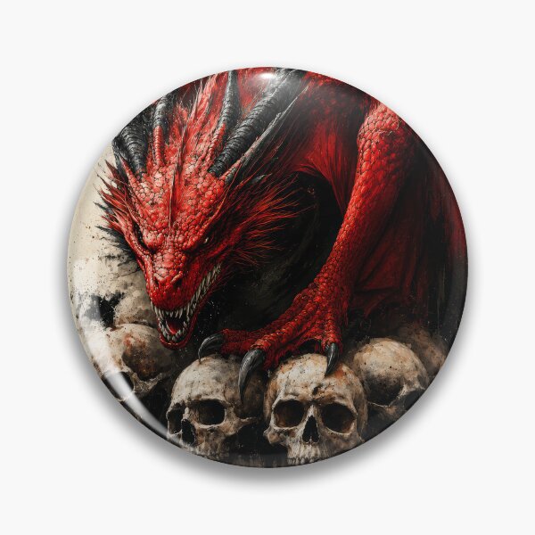 Item preview, Red Dragon Skull Wall Art – Gothic Dark Fantasy Dragon with Skulls, Blood Red Artwork designed and sold by DrakariArt.