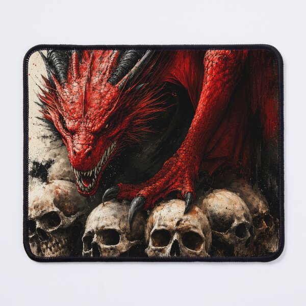 Item preview, Red Dragon Skull Wall Art – Gothic Dark Fantasy Dragon with Skulls, Blood Red Artwork designed and sold by DrakariArt.